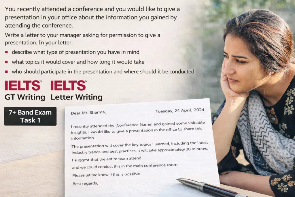 IELTS General Training Letter to Manager for Giving a Presentation (Band 7 Sample Answer)