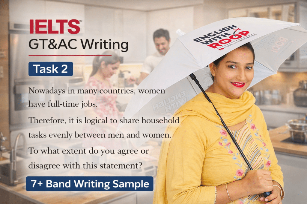 Sharing Household Chores Between Men and Women | IELTS Writing Task 2 Sample (Band 7+)